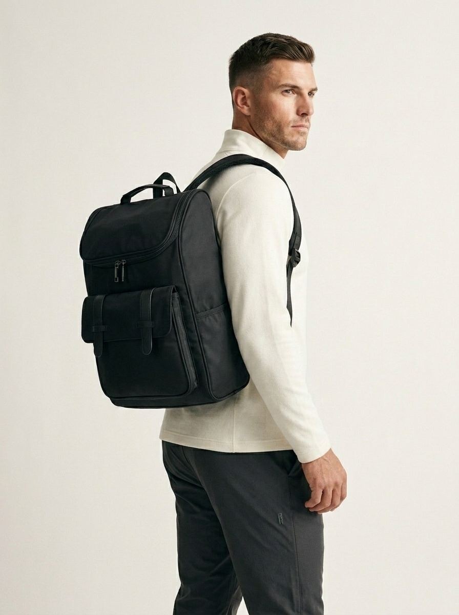 Black Laptop Backpack for Men & Women - Stylish Travel Bag