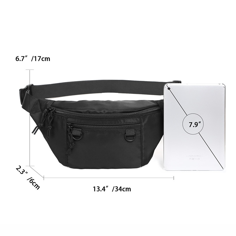 Black Casual Fanny Pack Waist Bag for Men & Women