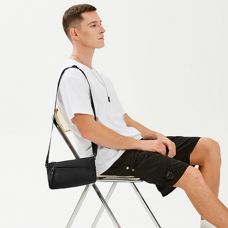 Men's Black Nylon Crossbody Bag - Everyday Sling
