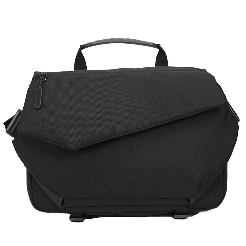 Sleek Black Crossbody Messenger Bag - Travel Sling Pack