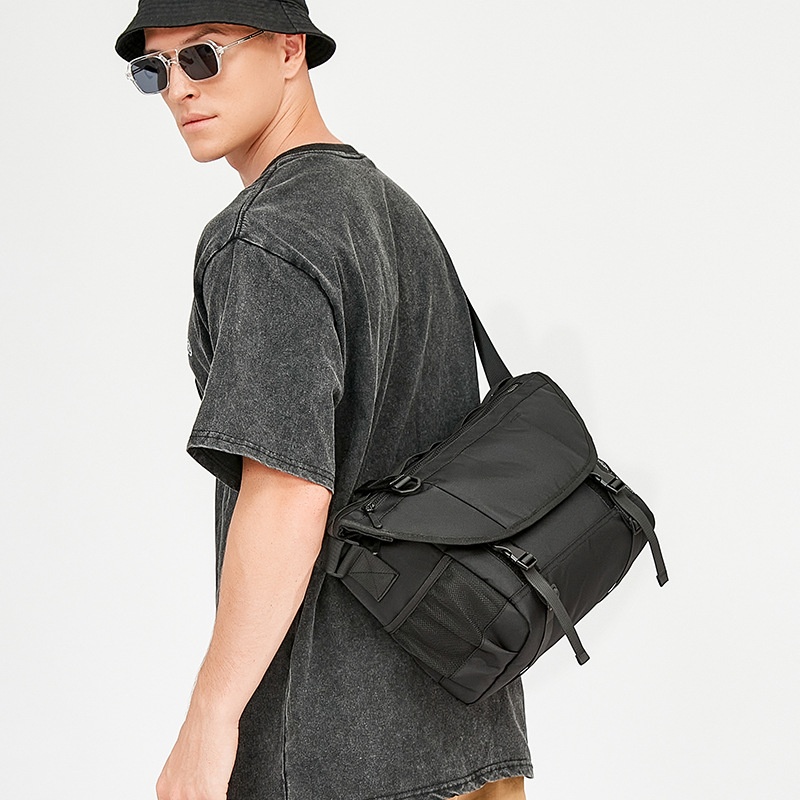 Utility Techwear Messenger Bag - Durable Crossbody Sling