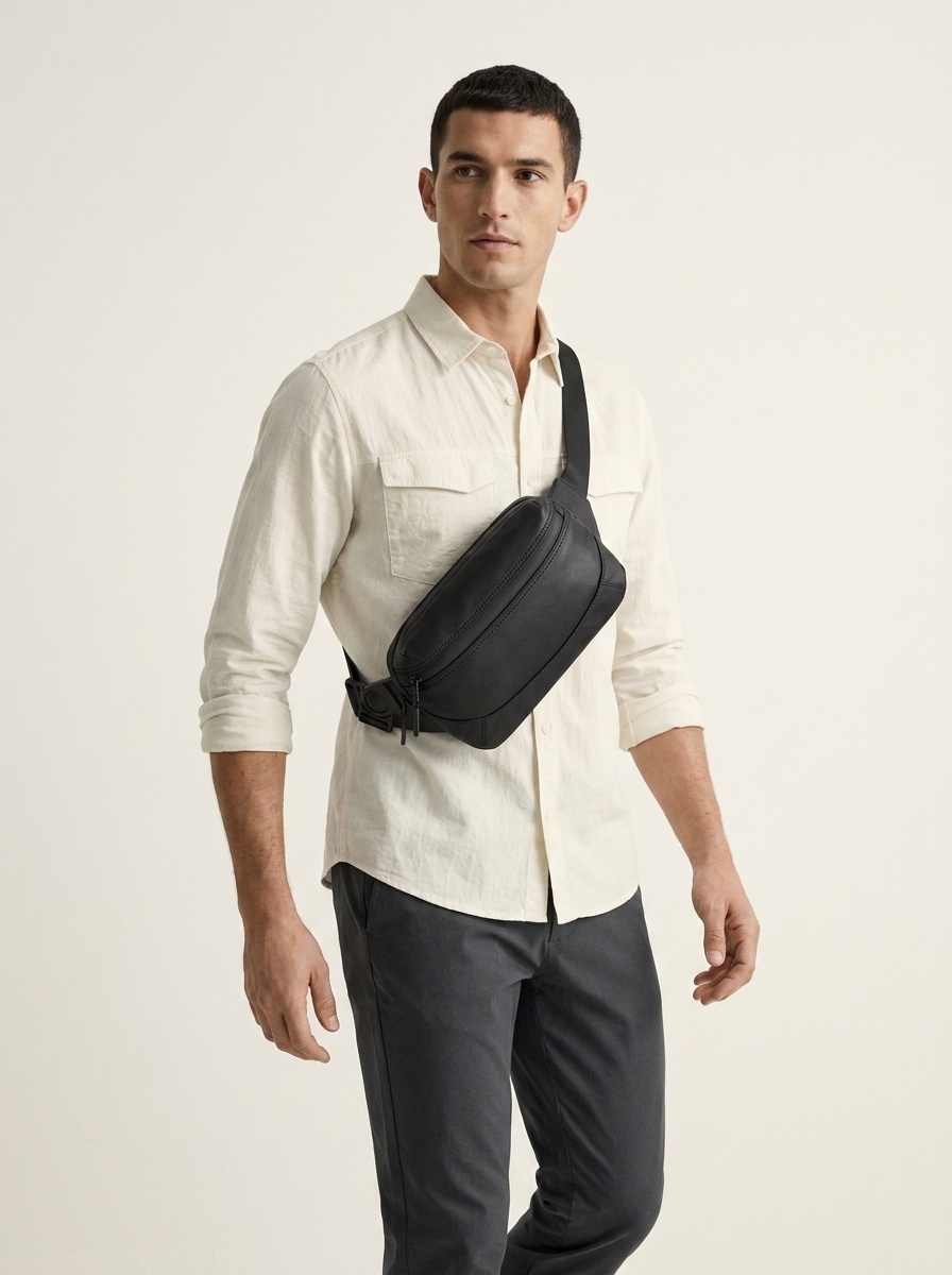 Black Everyday Sling Bag - Men's Crossbody Waist Pack