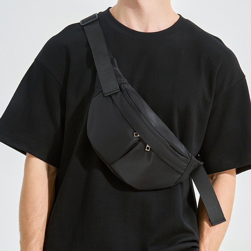 Black Nylon Sling Bag - Men's Casual Fanny Pack