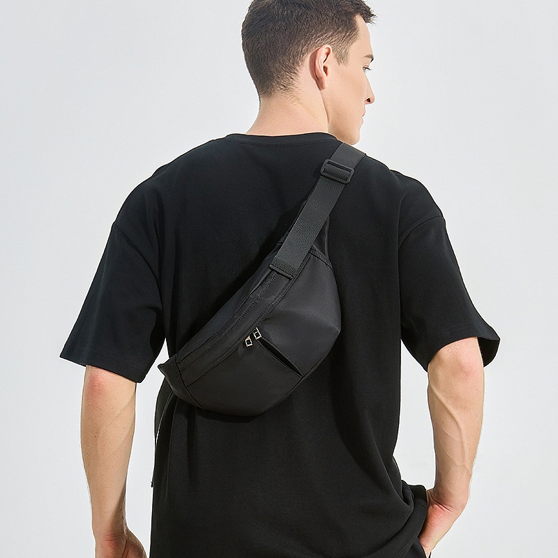 Black Nylon Sling Bag - Men's Casual Fanny Pack