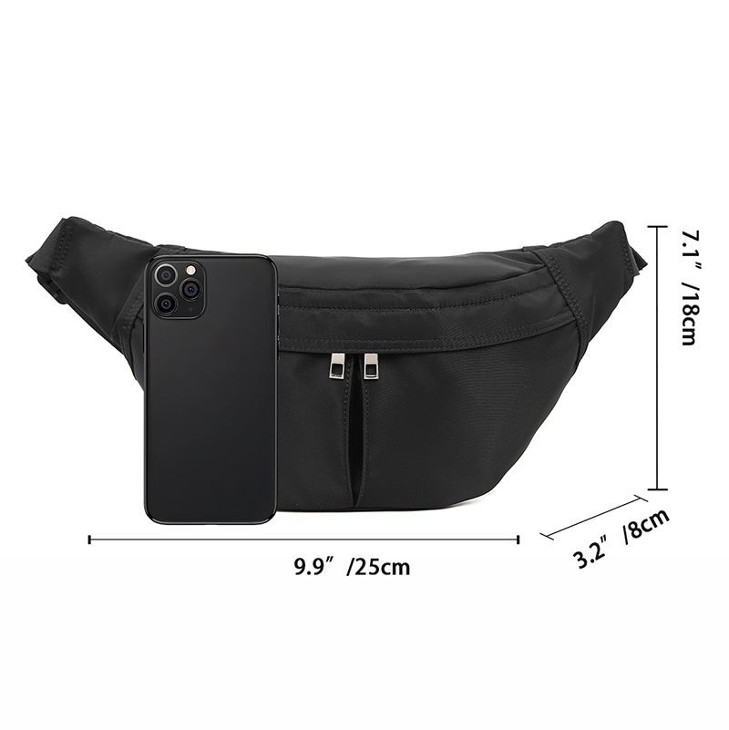 Black Nylon Sling Bag - Men's Casual Fanny Pack