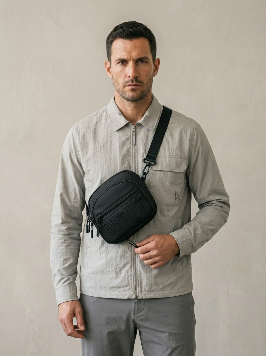 Compact Black Crossbody Bag - Everyday Messenger