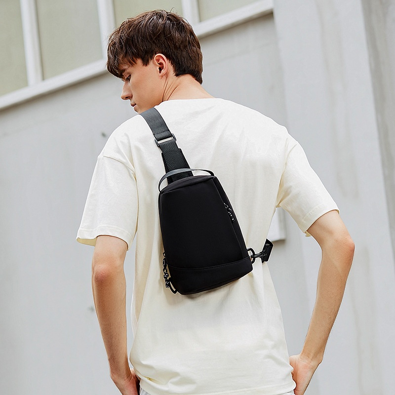 Men's Minimalist Black Sling Bag - Chest Crossbody Pack