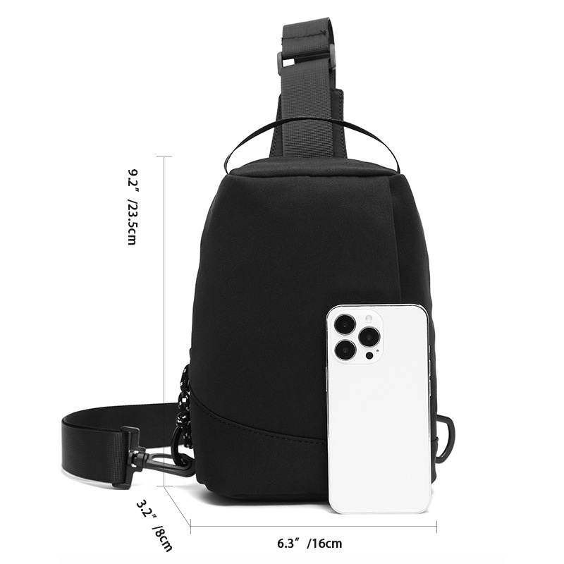 Men's Minimalist Black Sling Bag - Chest Crossbody Pack