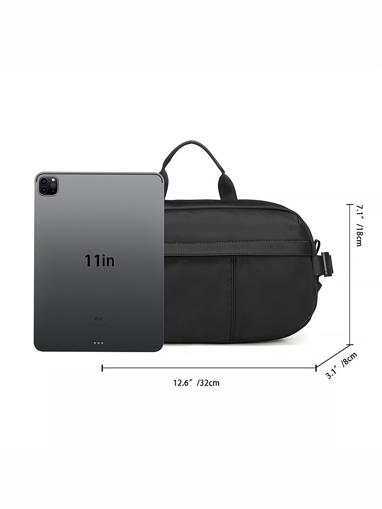 Sleek Black Crossbody Sling Bag for 11in Tablet