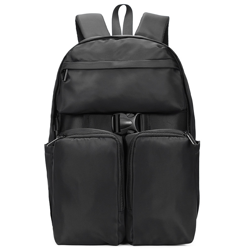 Modern Matte Black Utility Backpack - Multi-Pocket Design