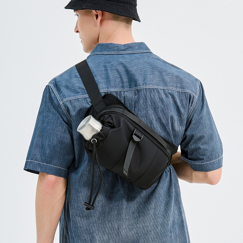 Black Casual Sling Bag - Men's Crossbody Chest Pack
