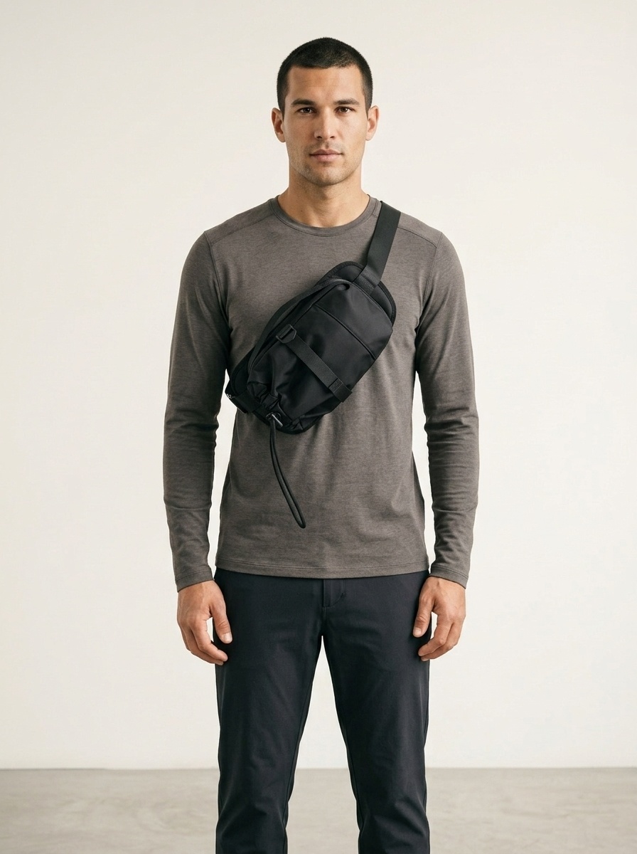 Black Casual Sling Bag - Men's Crossbody Chest Pack