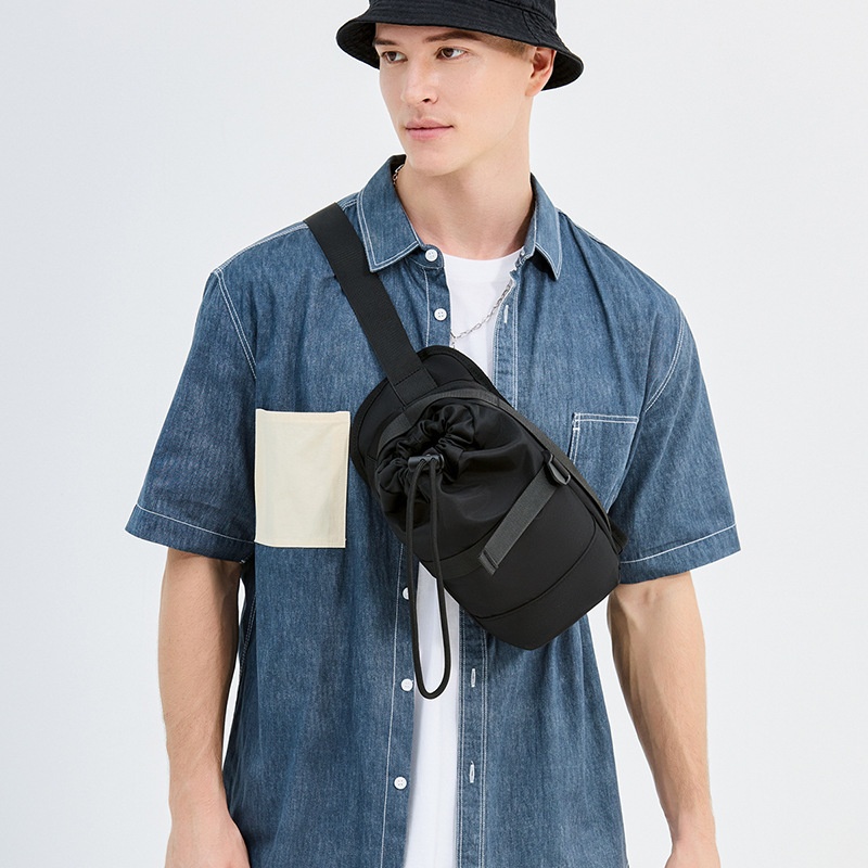 Black Casual Sling Bag - Men's Crossbody Chest Pack