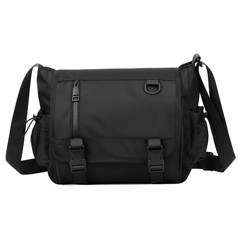 Men's Black Tech Messenger Bag - Crossbody Sling