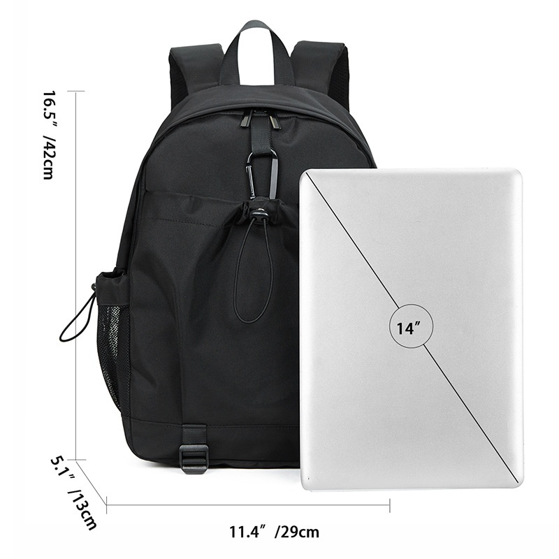 Black Casual Everyday Backpack with Laptop Sleeve
