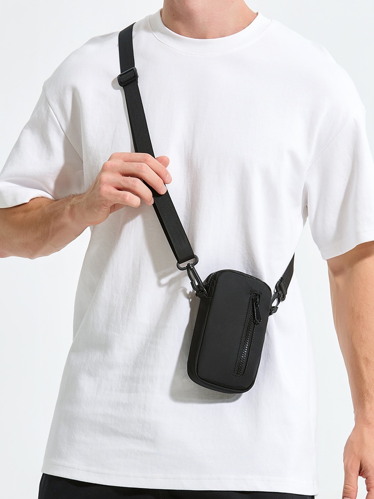 Men's Minimalist Black Crossbody Phone Bag