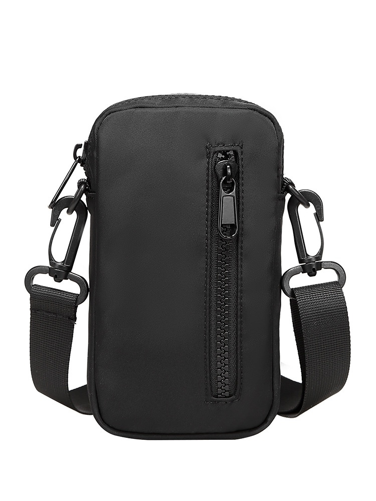 Men's Minimalist Black Crossbody Phone Bag