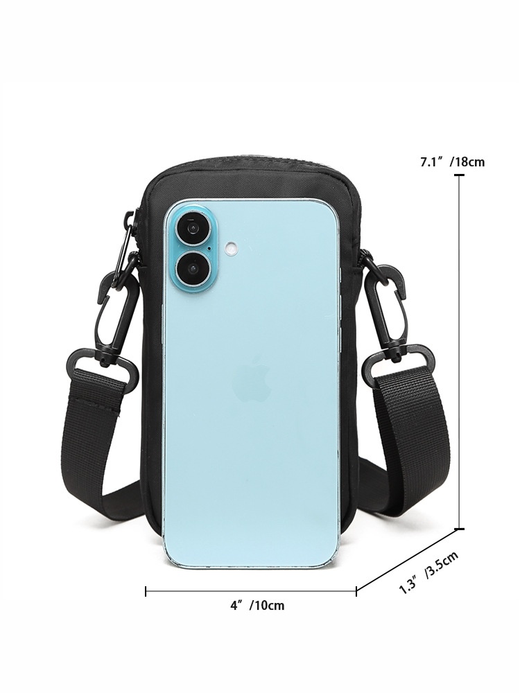 Men's Minimalist Black Crossbody Phone Bag