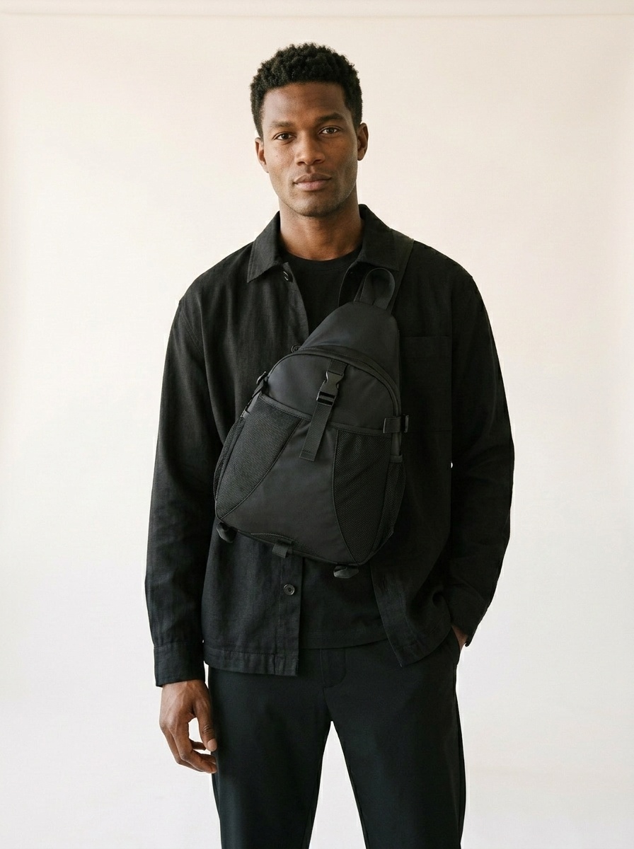 Black Casual Sling Bag - Travel Crossbody Chest Pack