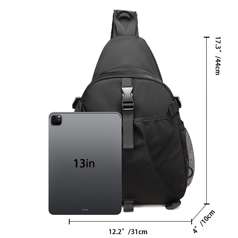 Black Casual Sling Bag - Travel Crossbody Chest Pack