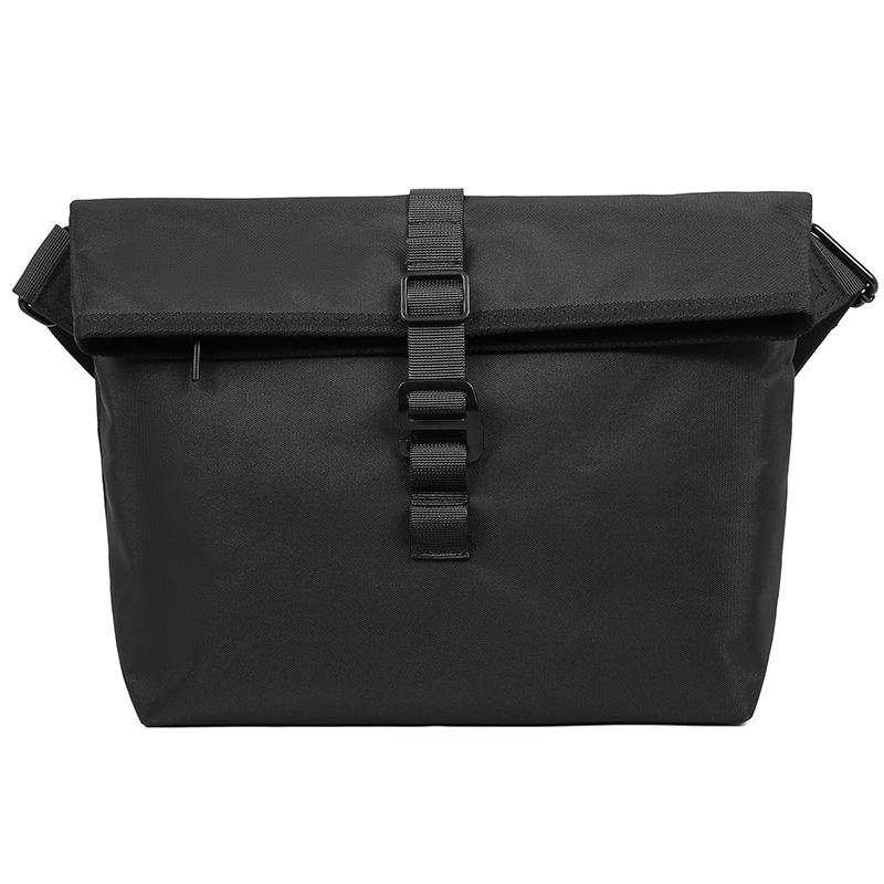 Urban Black Roll-Top Messenger Bag - Tech & Travel Ready