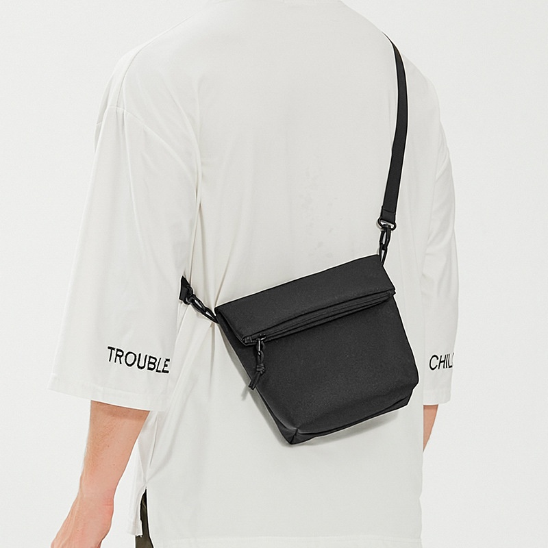 Minimalist Black Crossbody Bag - Compact Messenger Pouch