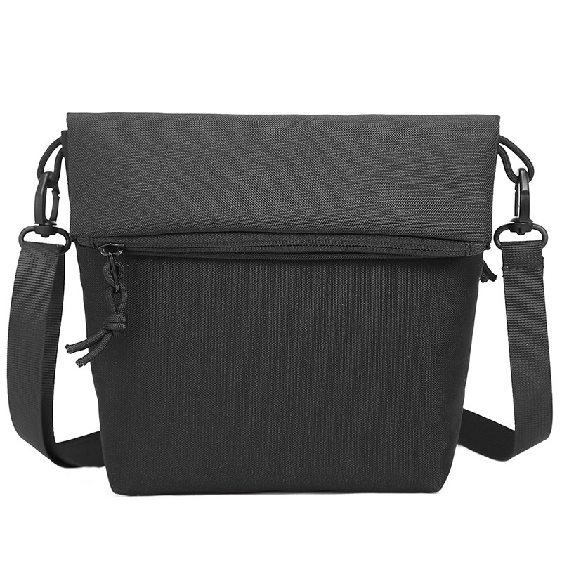 Minimalist Black Crossbody Bag - Compact Messenger Pouch