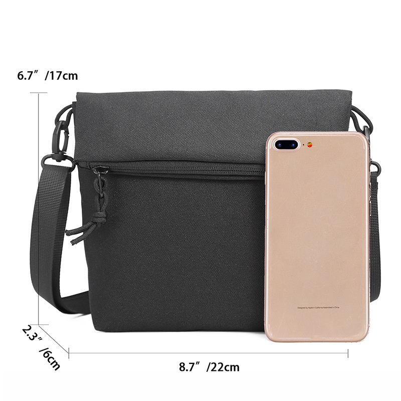 Minimalist Black Crossbody Bag - Compact Messenger Pouch