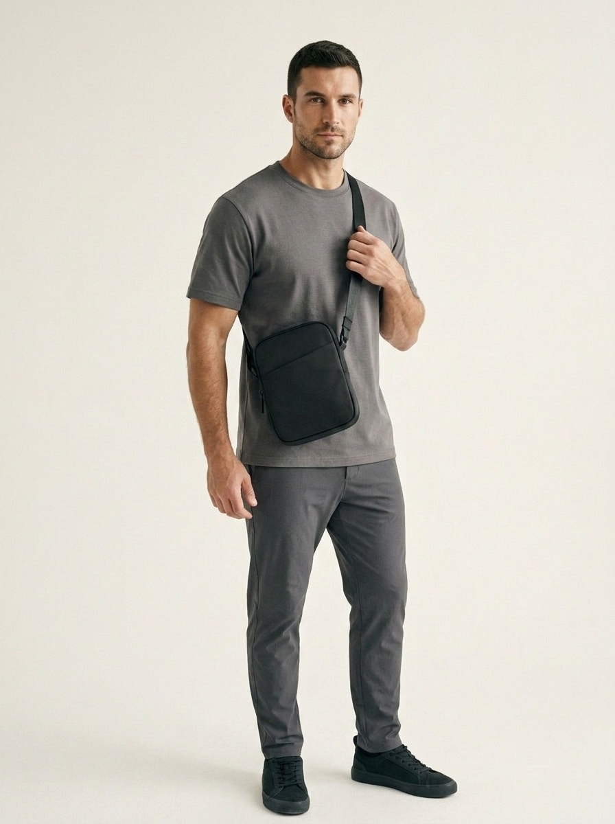 Men's Black Mini Crossbody Bag - Everyday Sling Pouch