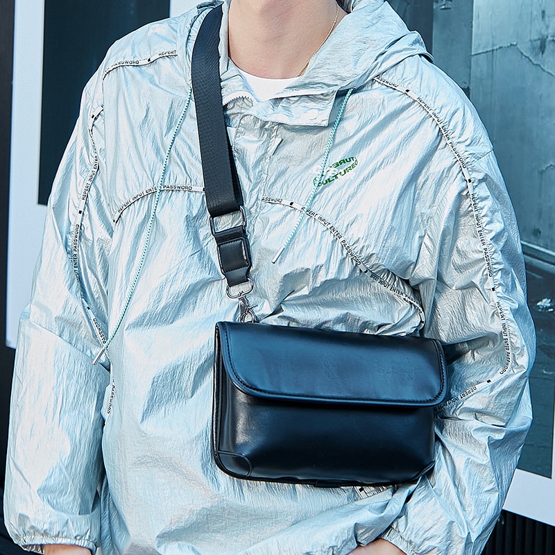 Men's Faux Leather Crossbody Bag - Sleek & Modern