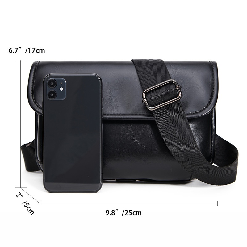 Men's Faux Leather Crossbody Bag - Sleek & Modern