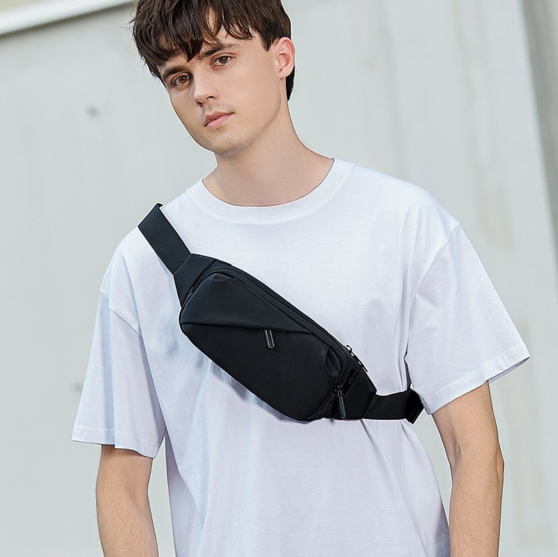 Men's Black Sling Bag - Waterproof Crossbody Chest Pack
