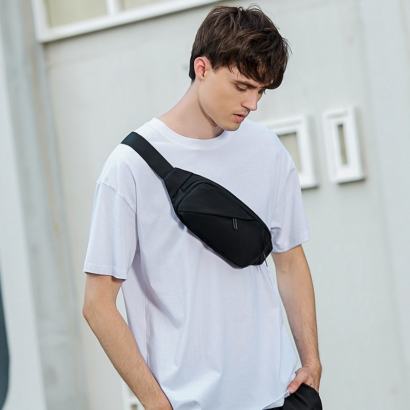 Men's Black Sling Bag - Waterproof Crossbody Chest Pack