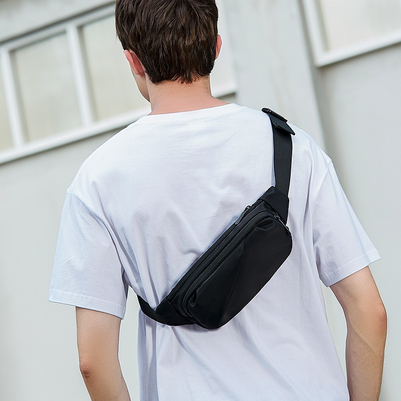 Men's Black Sling Bag - Waterproof Crossbody Chest Pack