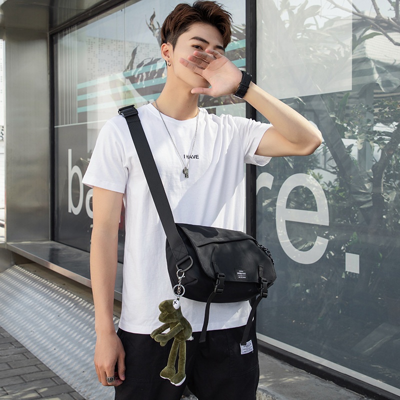 Men's Casual Black Messenger Bag - Crossbody Shoulder