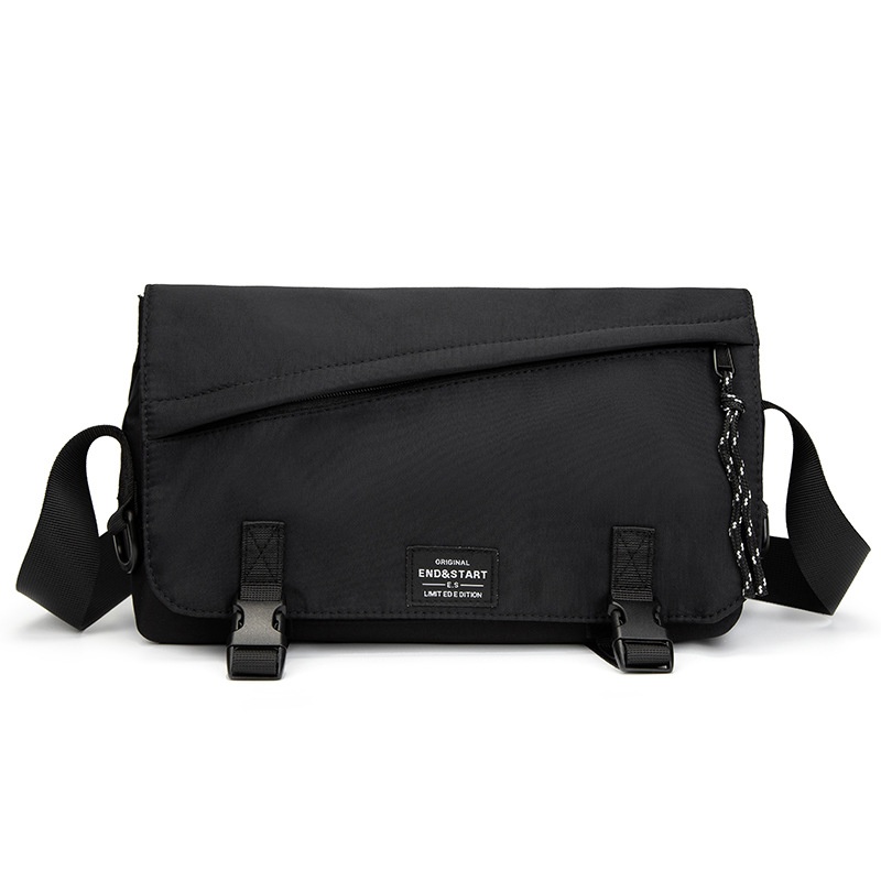 Men's Casual Black Messenger Bag - Crossbody Shoulder