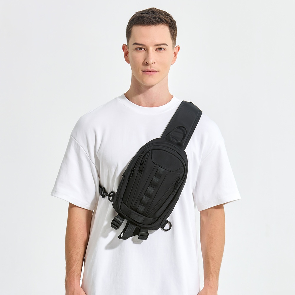 Men's Black Crossbody Sling Bag - Chest Shoulder Pack