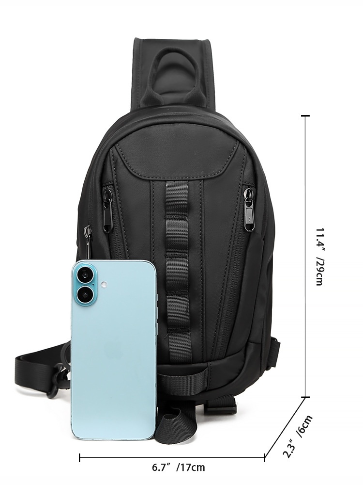 Men's Black Crossbody Sling Bag - Chest Shoulder Pack