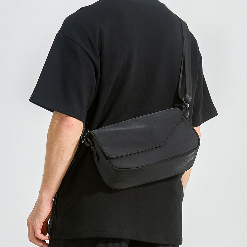 Men's Minimalist Matte Black Crossbody Messenger Bag
