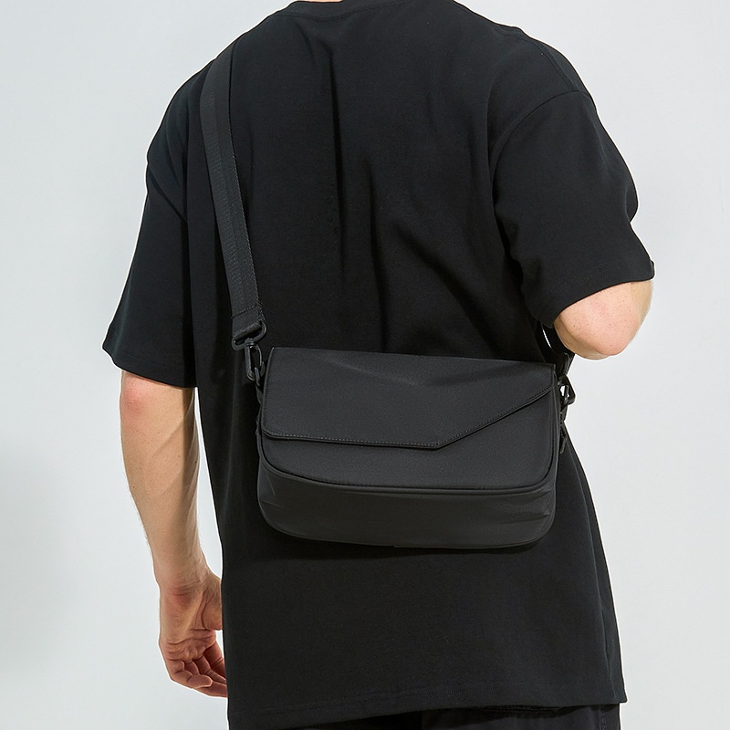 Men's Minimalist Matte Black Crossbody Messenger Bag
