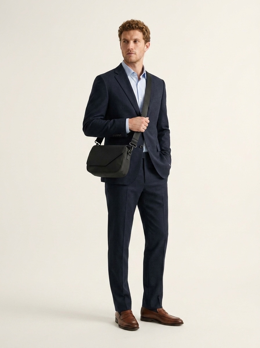 Men's Minimalist Matte Black Crossbody Messenger Bag