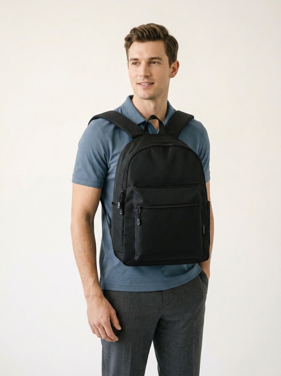 Minimalist Black Laptop Backpack - Travel & School