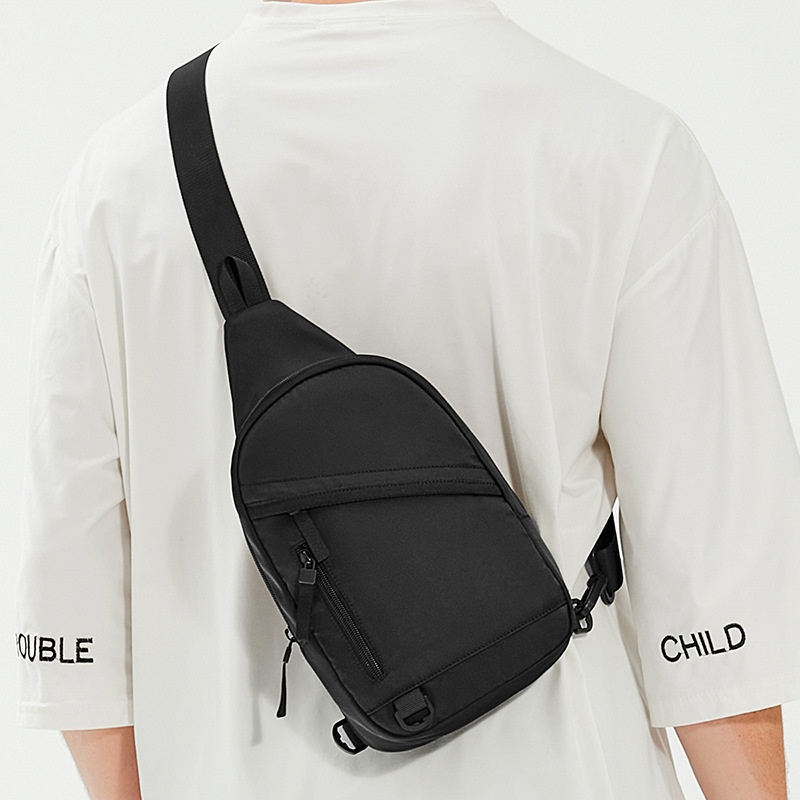 Men's Black Sling Bag - Chest Crossbody Backpack
