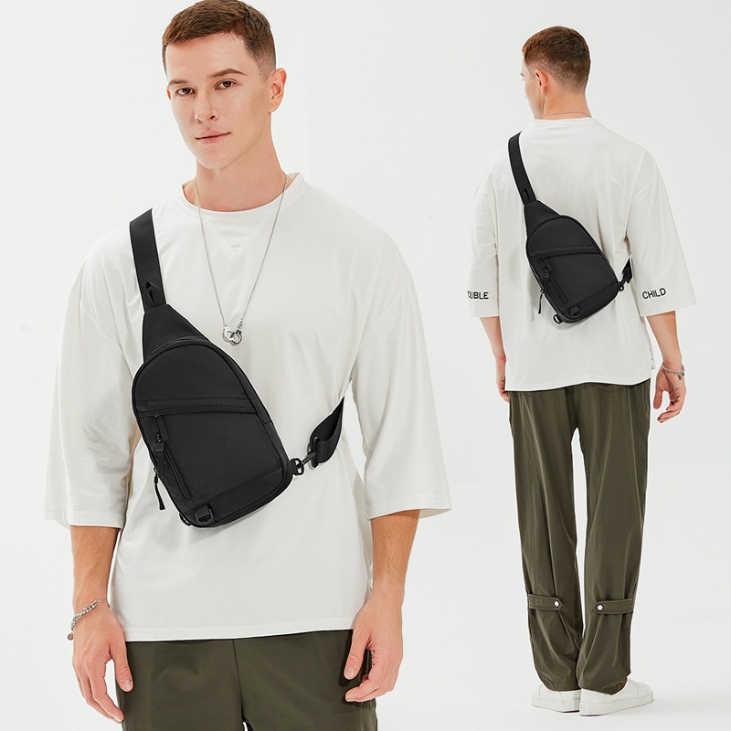Men's Black Sling Bag - Chest Crossbody Backpack