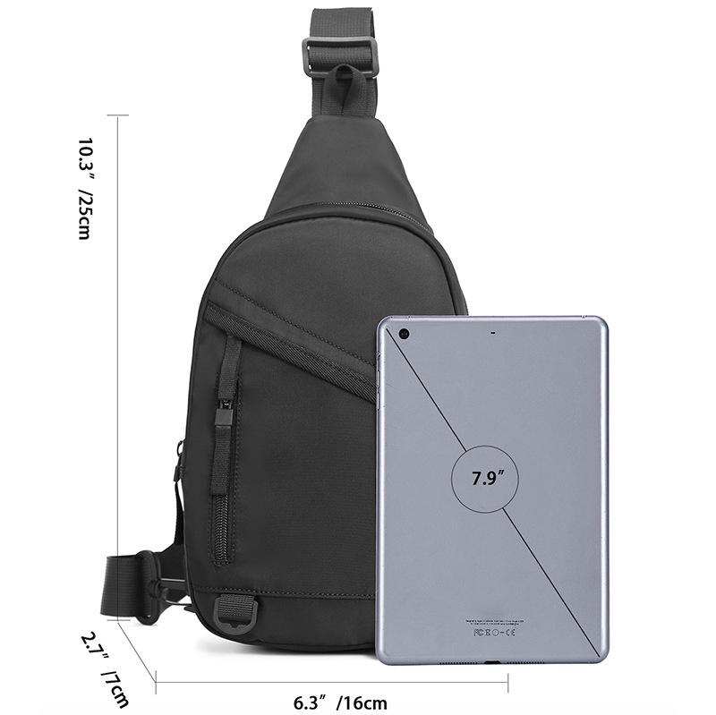 Men's Black Sling Bag - Chest Crossbody Backpack