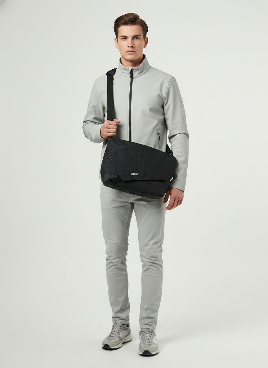 Men's Textured Crossbody Messenger Bag