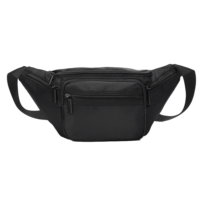 Multi-Pocket Black Fanny Pack - Adjustable Sling Bag