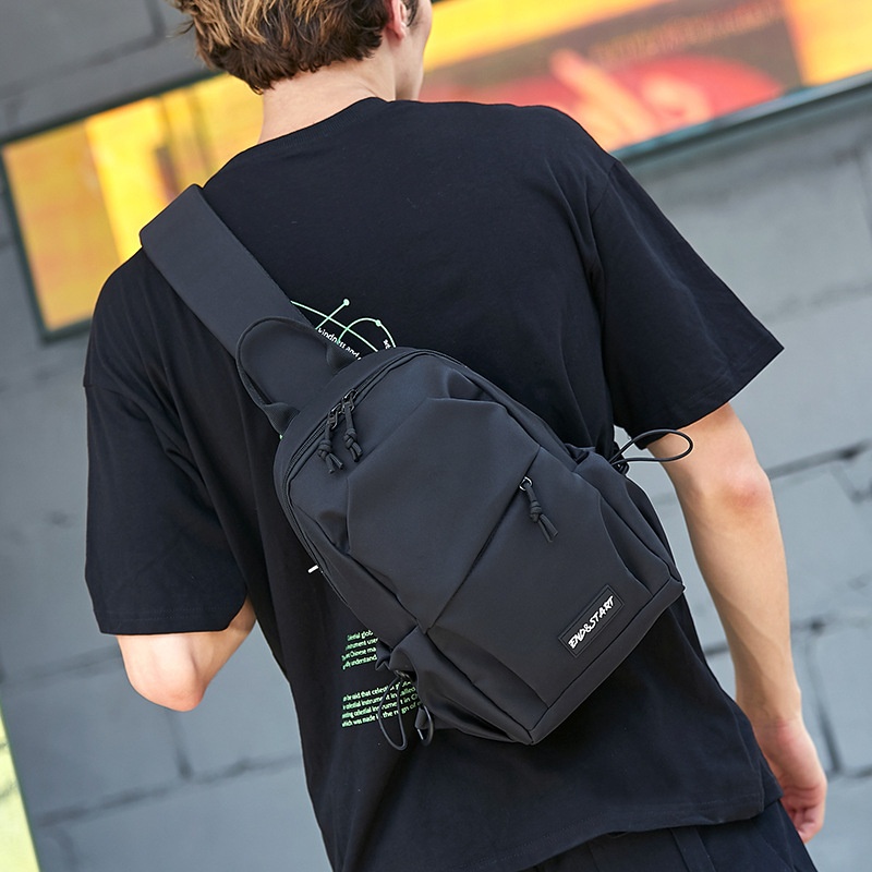 Men's Black Sling Bag - Casual Crossbody Chest Pack
