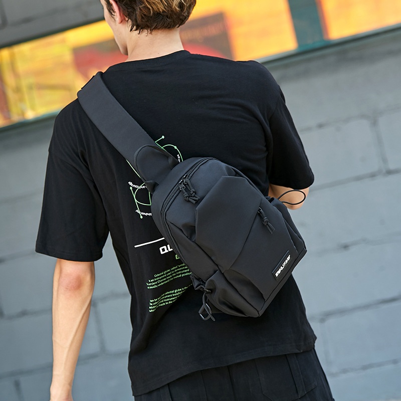 Men's Black Sling Bag - Casual Crossbody Chest Pack