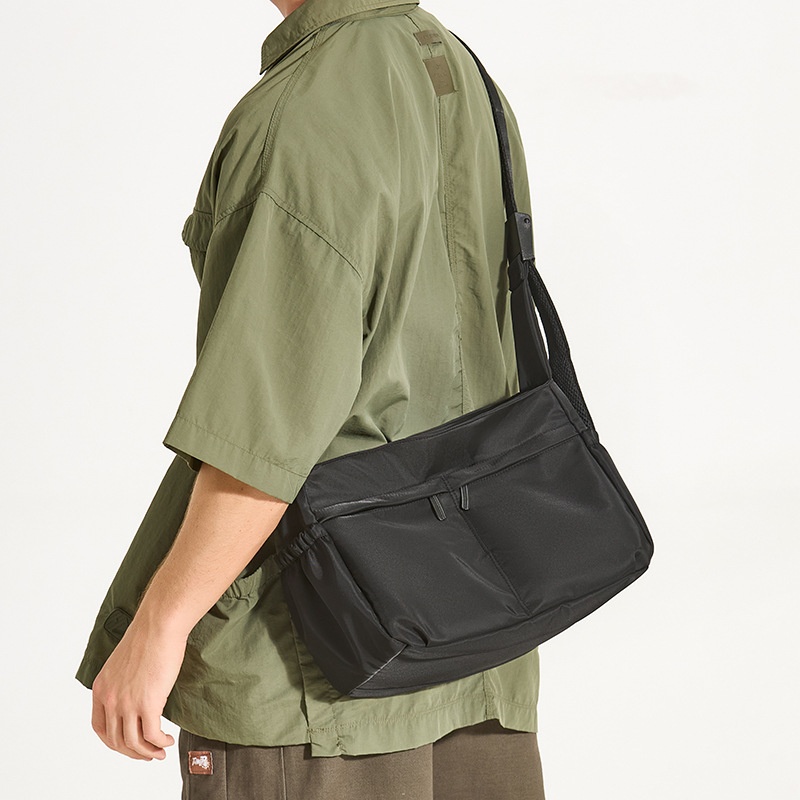 Casual Nylon Crossbody Bag - Multi-Pocket Messenger